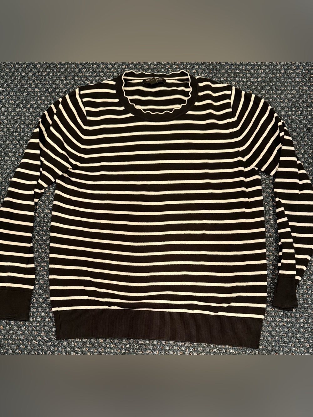 Banana Republic Navy and White Striped Knit Pullover